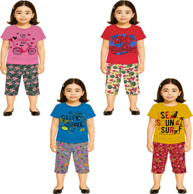 NK TRENDZ Girls Casual Pyjama Pyjama(PK-RD-BL-YW)