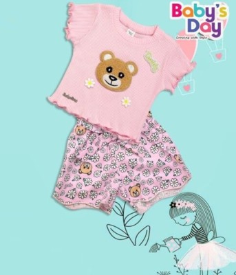 BABY'S DAY Baby Girls Casual Top Shorts(Pink)