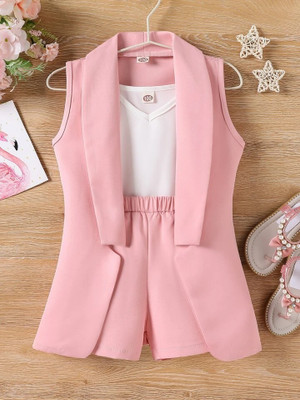 DENEEN FAB Girls Party(Festive) Jacket Shorts, Top(Pink)