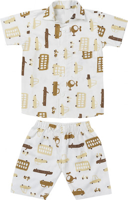 SHAKUMBAHRI SIDDHI TRADERS Boys & Girls Casual Dress Sleepsuit(WHITE)