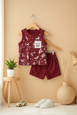 Cchoice Baby Boys Party(Festive) T-shirt Pant(Maroon)