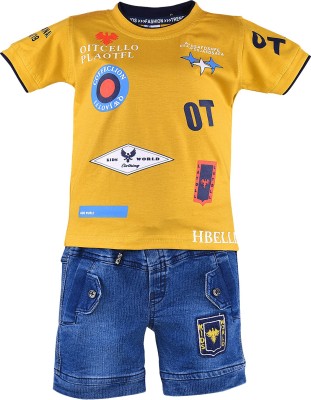 Wishkaro Baby Boys Casual T-shirt Shorts(Yellow)