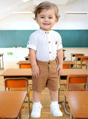 RIYANSHI Boys Casual Shirt Pant(Brown)