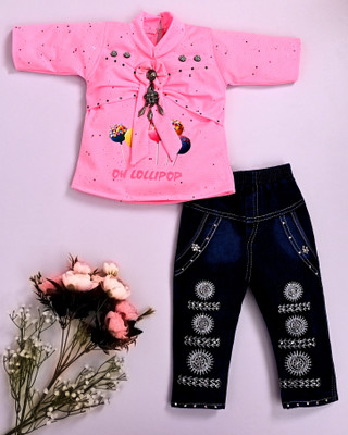 AsilCreation Girls Party(Festive) Dress Jeans(PINK)
