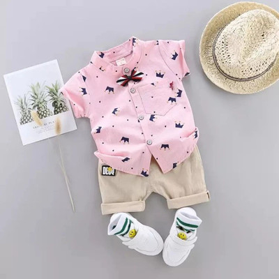 Estilo Baby Boys & Baby Girls Casual Shirt Shorts(Pink-Blue)