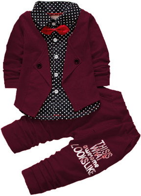 Colabo Fashion Baby Boys Party(Festive) Jacket Trouser(Maroon)