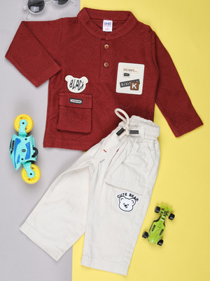 V-MART Baby Boys Casual T-shirt Pant(Rust)