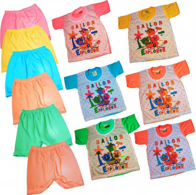 HouseOfCommon Baby Boys & Baby Girls Dora Casual T-shirt Shorts(Pack of 6 Multicolor Prints)