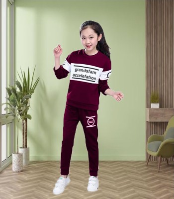 Cute N Tight Baby Boys & Baby Girls Casual T-shirt Track Pants(Maroon)