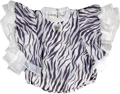 KIDDIZ GARMENTS Girls Party(Festive) Top Pant(White & Purple)