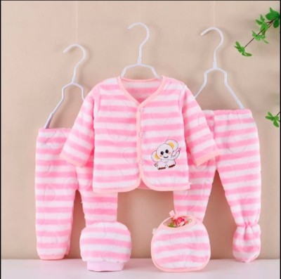 Reshu's Baby Boys & Baby Girls Mickey Party(Festive) Jacket Pyjama(Pink)