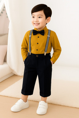 Bleckz Someck Boys Party(Festive) Shirt Pant(Yellow)