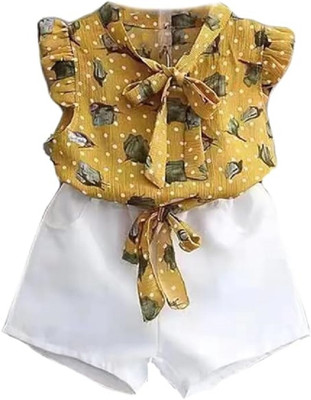 Bold N Elegant Baby Girls Casual Top Shorts(Yellow)