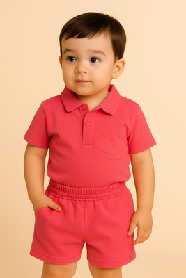 Charmi Fashion Boys Casual T-shirt Shorts(Pink)