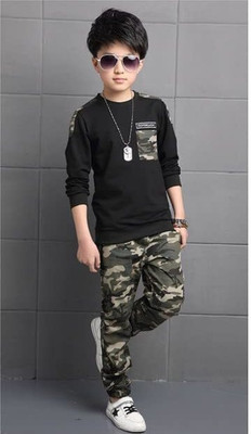 Glam elegance Boys Party(Festive) T-shirt Pant(BLACK)
