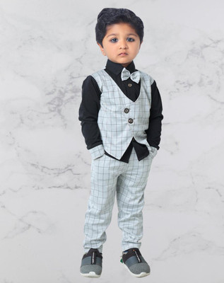 Fabizza Baby Boys Party(Festive) Jacket Pant(White)