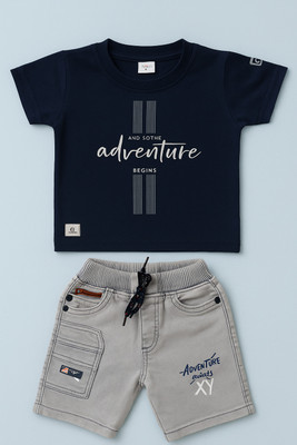 karnika Baby Boys Casual T-shirt Shorts(Navy Blue)