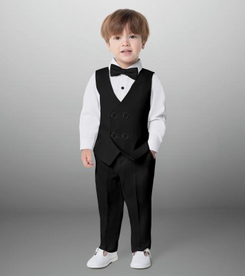 BELIEVED WORTH'S Baby Boys & Baby Girls Party(Festive) Jacket Pant, Shirt(Black)