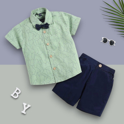 LittleRebel Baby Boys & Baby Girls Casual Shirt Shorts(1004_GREEN)