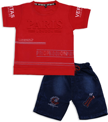 HouseOfCommon Boys & Girls Casual T-shirt Pant(Red)