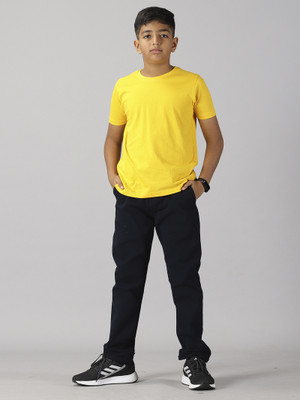 KiddoPanti Boys Casual T-shirt Pant(Mustard & Black)