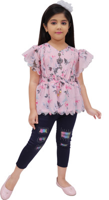 ROUNAK CREATION Girls Casual Capri Top(PEACH)