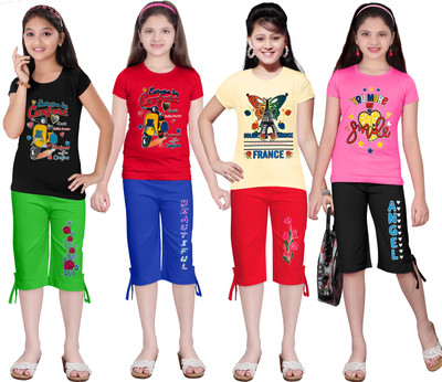 KS KOARRA Girls Casual T-shirt Track Pants(155 MULTICOLOURRS)