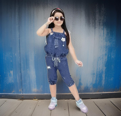 SHIVKUMMAR STORE Baby Girls Casual Top Capri(blue top &Blue Capri)