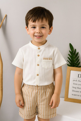 peeloo Boys Casual Shirt Capri(white, cream)