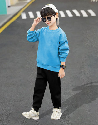LGGARMENTS Boys Casual T-shirt Track Pants(Light Blue_5)
