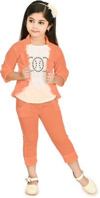 ALLY CREATION Girls Party(Festive) Top Pant(ORANGE)