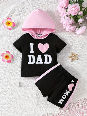 Cutevibe Baby Boys & Baby Girls Casual T-shirt Shorts(BLACK)