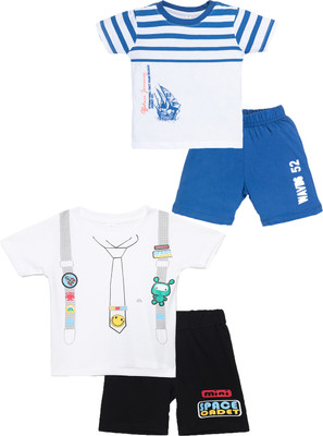 Yk Boys Casual T-shirt Shorts(White&White)