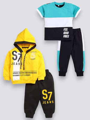 carrydreams Boys & Girls Casual T-shirt Trouser(SEAGREEN_YELLOW)