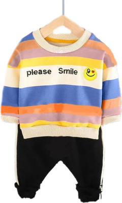 HouseOfCommon Baby Boys & Baby Girls Casual Sweatshirt Sweatshirt, Trouser(SAFRON + YELLOW)