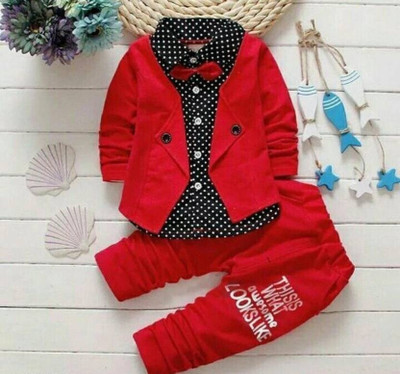 HVLifestyle Boys Party(Festive) Jacket Pant(Red)