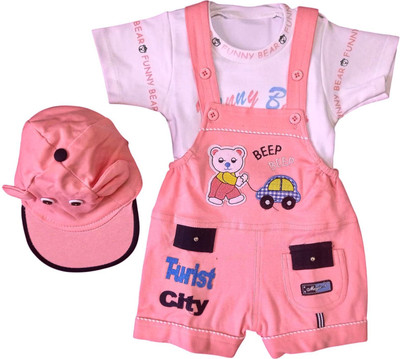 Justlist Baby Boys & Baby Girls Party(Festive) Dungaree Dungaree(Pink)