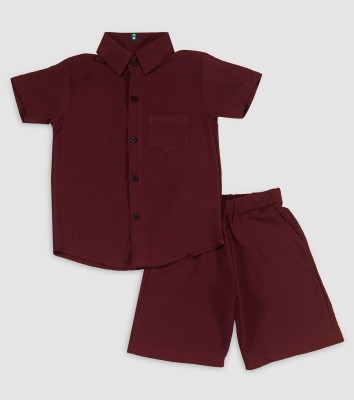 EMBLICA Baby Boys Casual Shirt Shorts(MAROON)