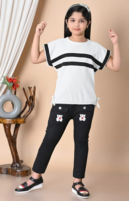 DREAMG Baby Girls Casual Top Jegging(WHITE)