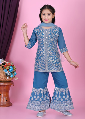 KAJOLDRESSES Girls Party(Festive) Kurta Pant(Blue)