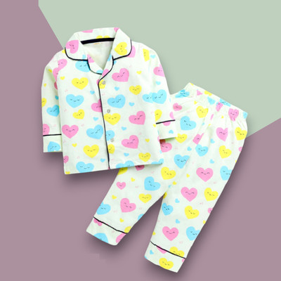 VRUKSHMANI Kids Nightwear Baby Boys & Baby Girls Printed Cotton Blend(Multicolor Pack of 1)