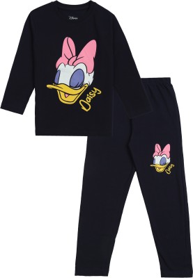 DISNEY BY MISS & CHIEF Girls Minnie Casual T-shirt Pant(Navy Blue)