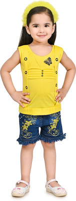 Raven Creation Girls Party(Festive) Top Shorts(Yellow)