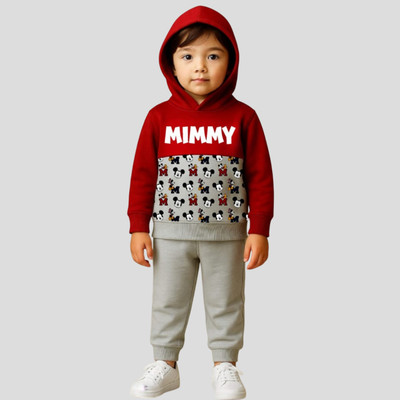 Mimmy Kids Boys & Girls Casual Sweatshirt Pant(Maroon & Grey)
