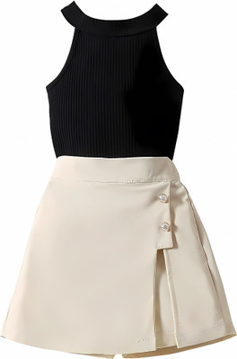 RIYANSHI Girls Casual Top Skirt(BLACK)
