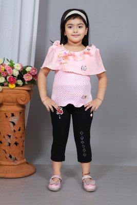 SOYAL Baby Girls Daisy Party(Festive) Top Capri(Peach)