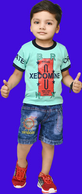 HouseOfCommon Boys Party(Festive) T-shirt Pant(LIGHT BLUE)