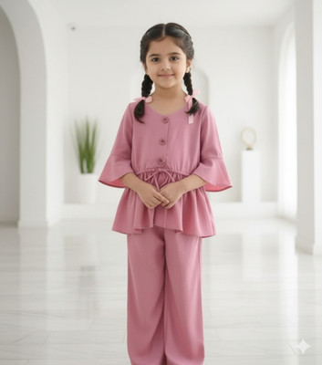 MAHERMA Girls Casual Top Sleepsuit(PINK)