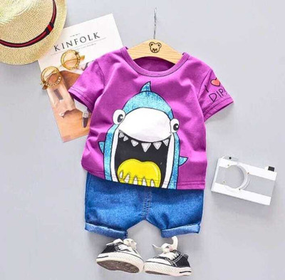 CosTheeta Baby Boys & Baby Girls Casual T-shirt Shorts(Purple)