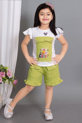 Yexnex Girls Party(Festive) Top Pant(GREEN , WHITE)